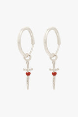 Love dagger hoop earring silver