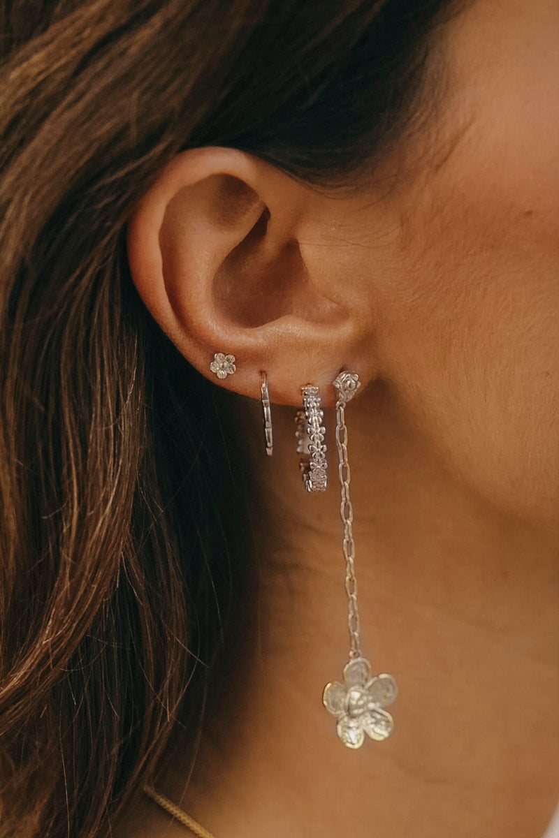 Hammered Flower Stud Silver