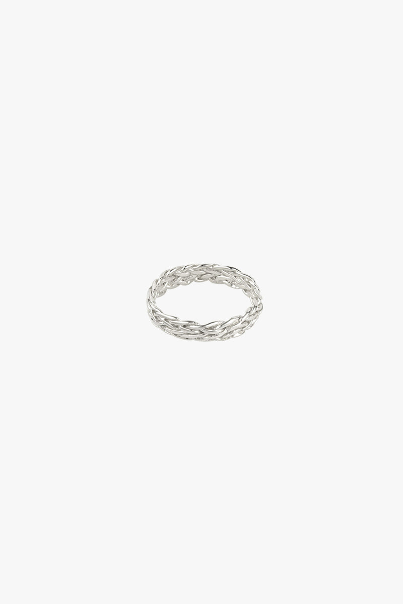 Five strand braided ring silver