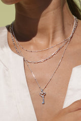 Hammered key pendant silver