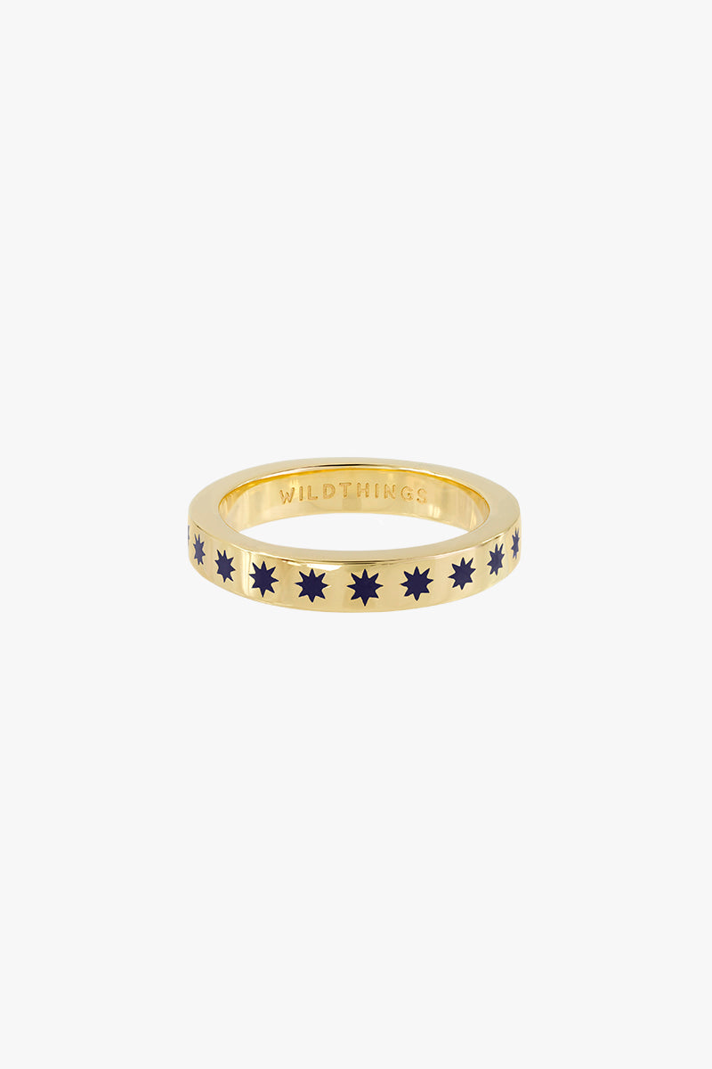 Blue star ring gold plated