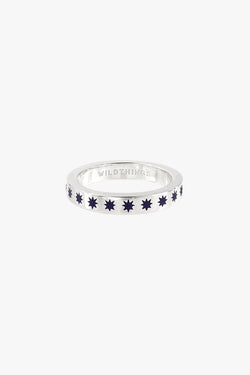 Blue star ring silver