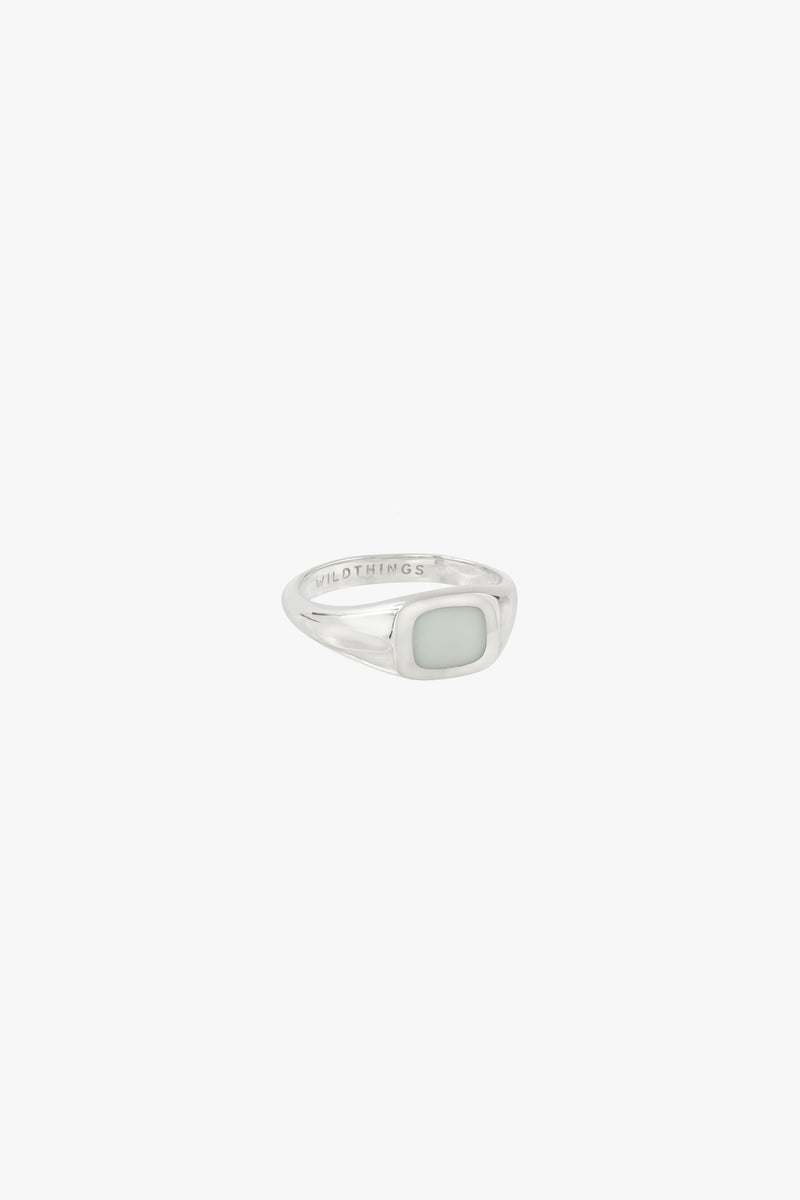 Chunky white signet ring silver