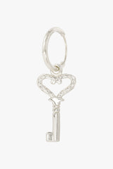 Hammered key earring silver