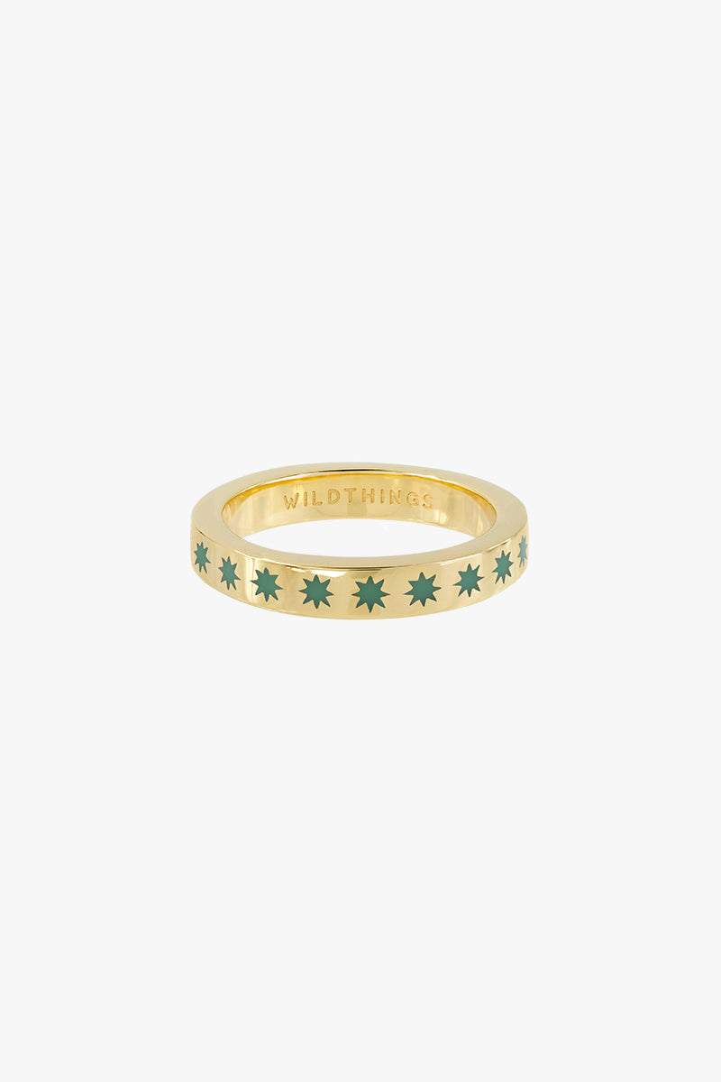 Green star ring gold plated