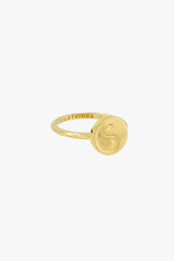 Yin yang coin ring gold plated