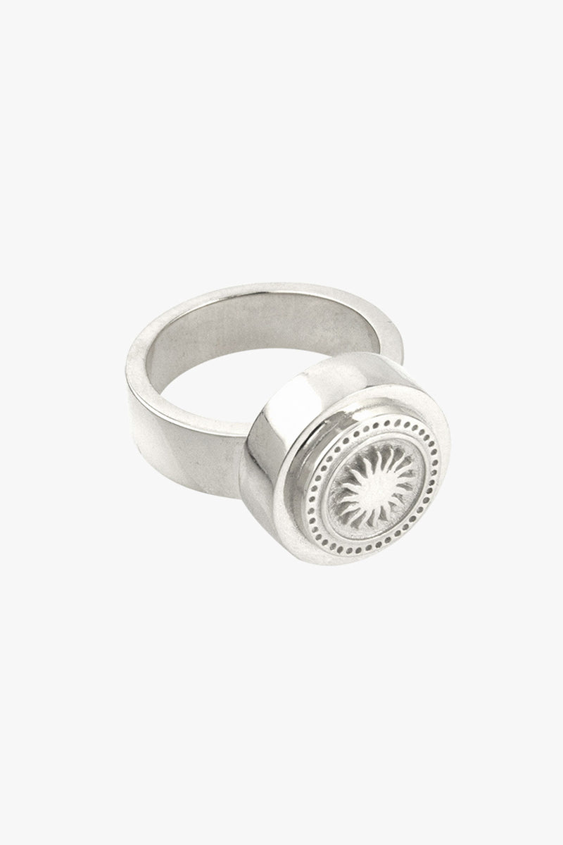 Rising sun pinky ring silver