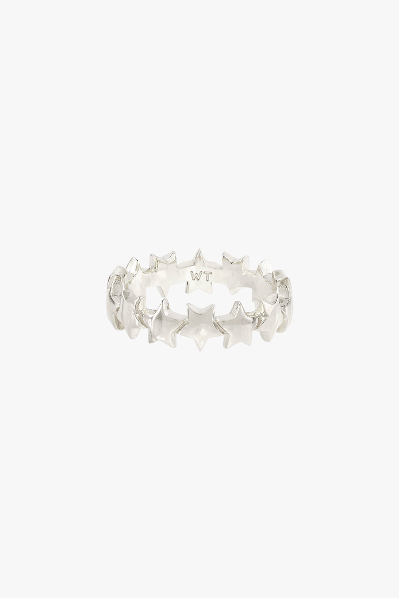 Star pinky band ring silver