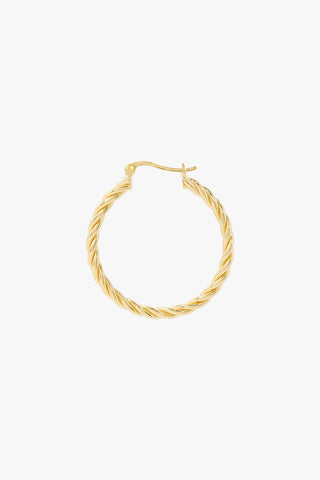 Medium twisted hoop earring gold plated 30mm