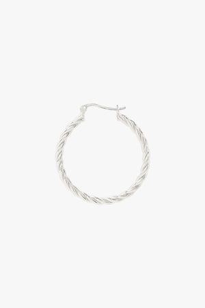 Medium twisted hoop earring silver 30mm