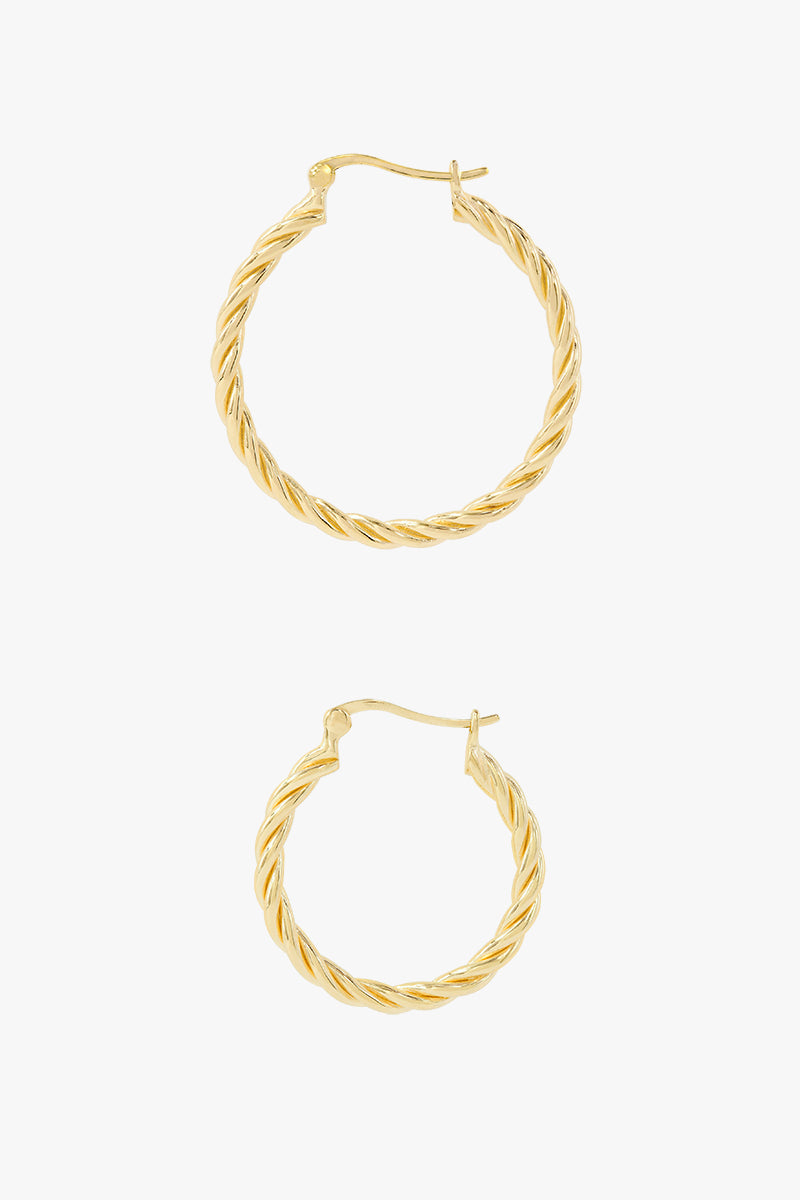 Small twisted hoop earring gold plated 23mm