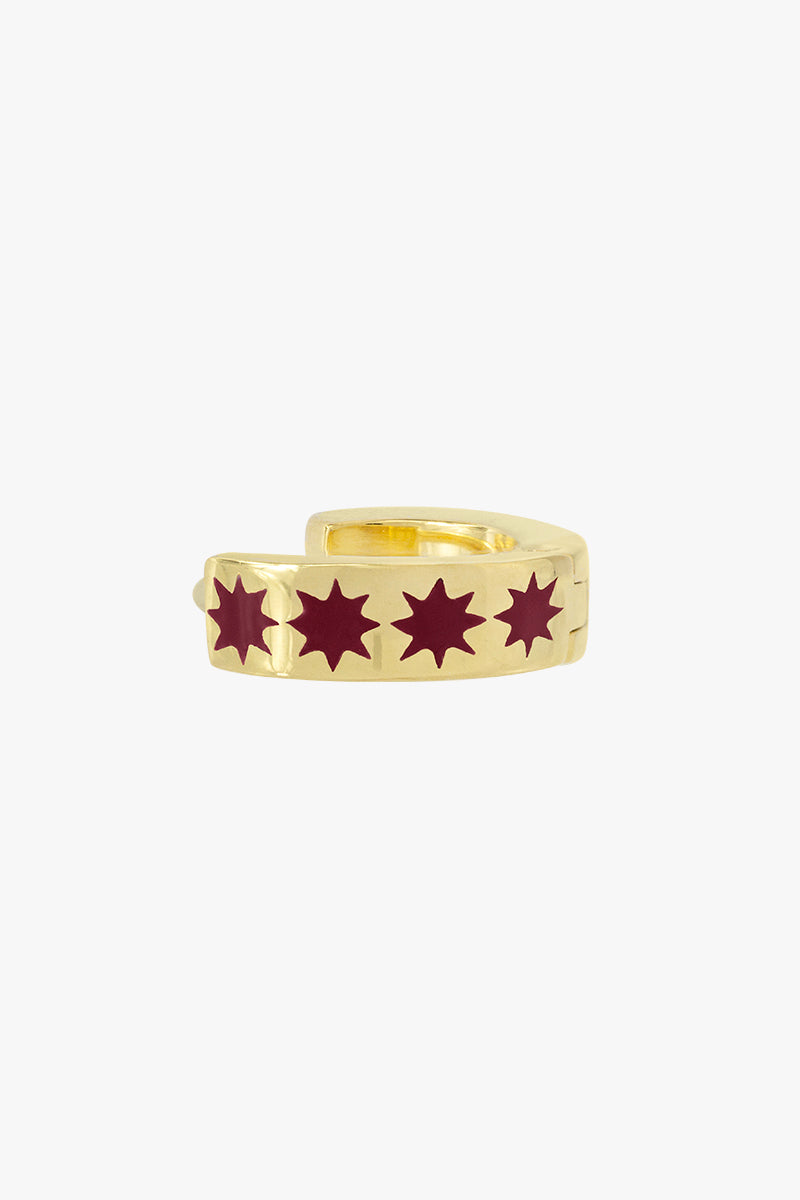 Bordeaux star huggie gold plated