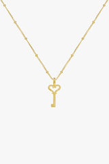 Hammered key pendant gold plated