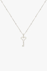 Hammered key pendant silver