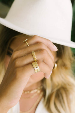 Triple pinky band 14k solid gold