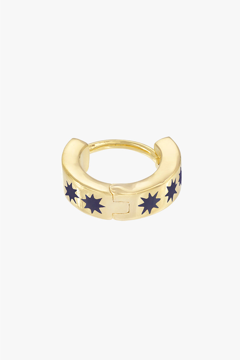 Blue star huggie gold plated