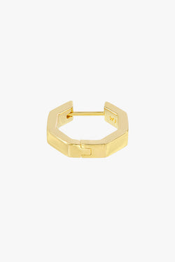 Classic hexagon huggie gold plated