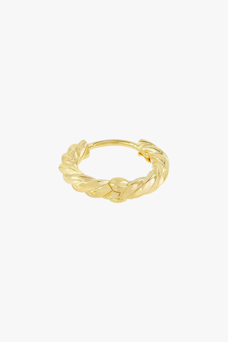 Twisted croissant hoop earring gold plated 13mm
