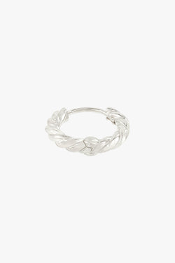 Twisted croissant hoop earring silver 13mm