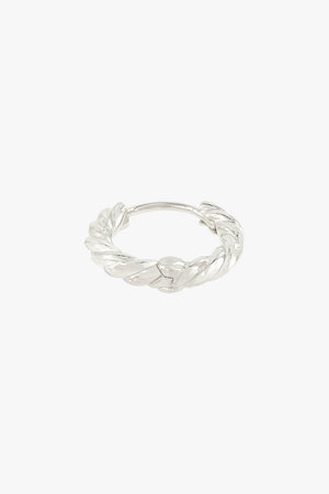 Twisted croissant hoop earring silver 13mm