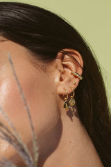 Leaves coin earring gold plated