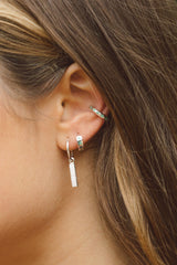 Texture bar earring silver