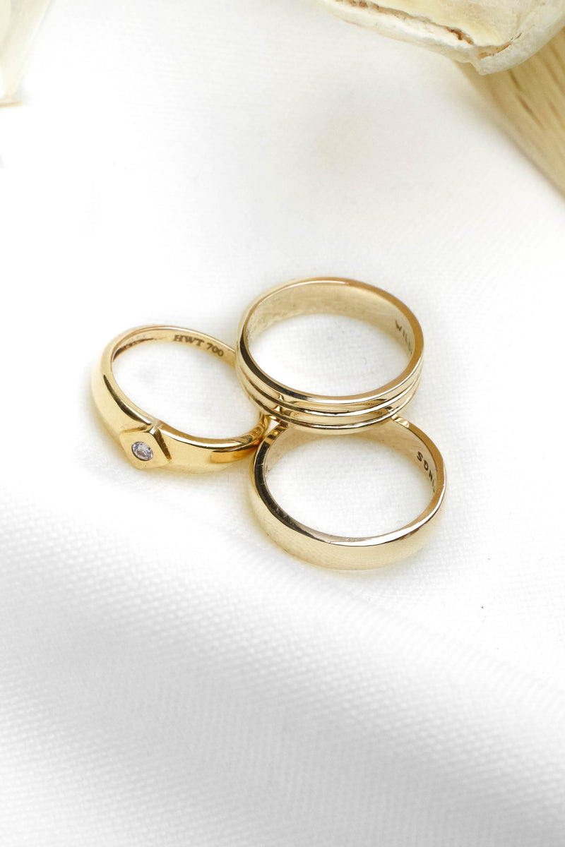 Triple pinky band 14k solid gold