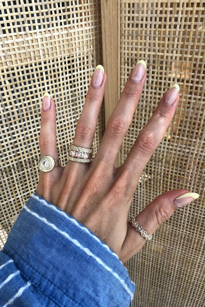 Rising sun pinky ring silver