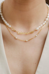 Chunky baroque pearl necklace gold plated
