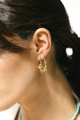 Emerald stone bamboo earring gold plated