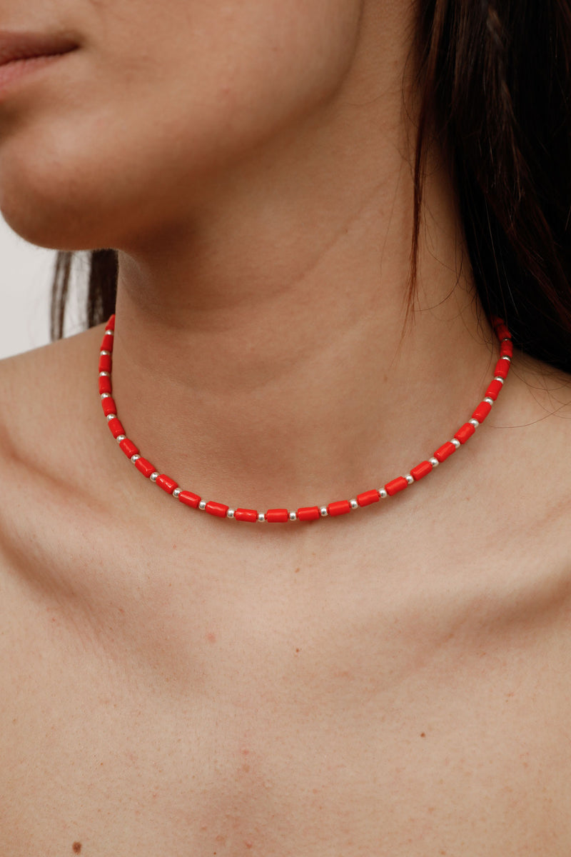 Coral necklace silver