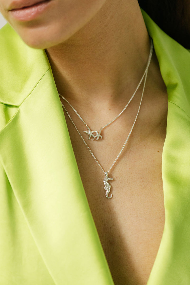 Seahorse necklace silver
