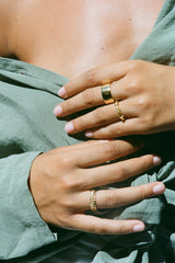 Goldstripe bamboo ring gold plated