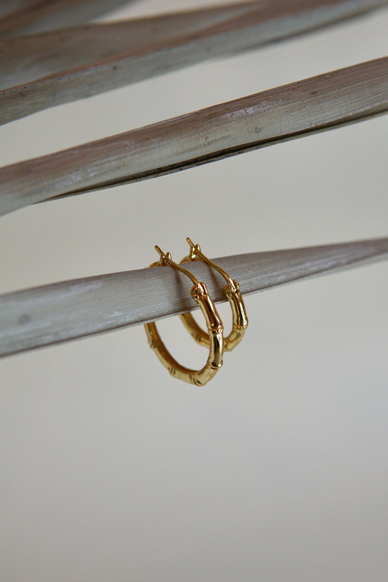 Small bamboo hoop gold plated