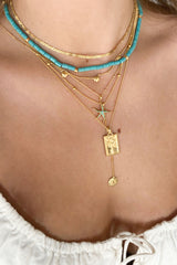 Turquoise stone necklace gold plated