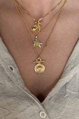Vintage shell coin necklace gold plated