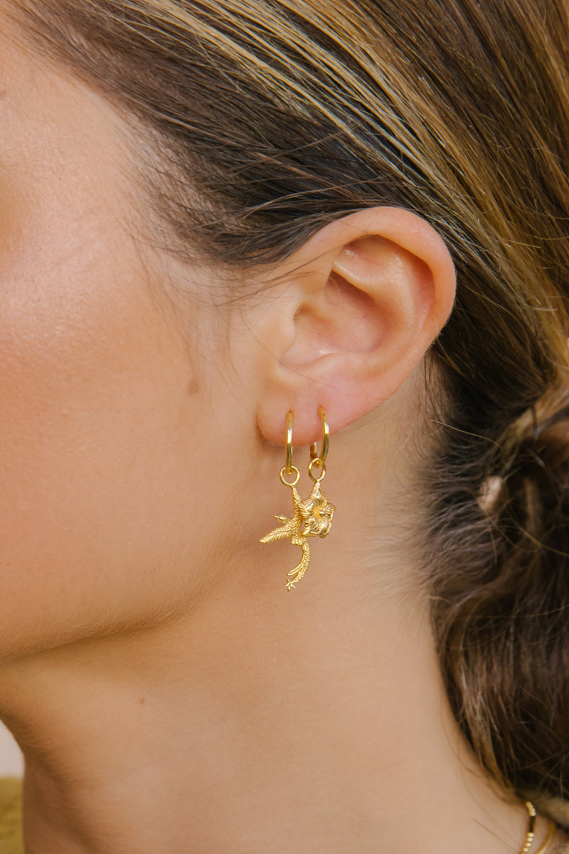 Tropical flower earring gold plated