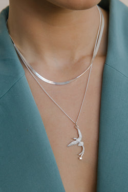 Bali bird necklace silver