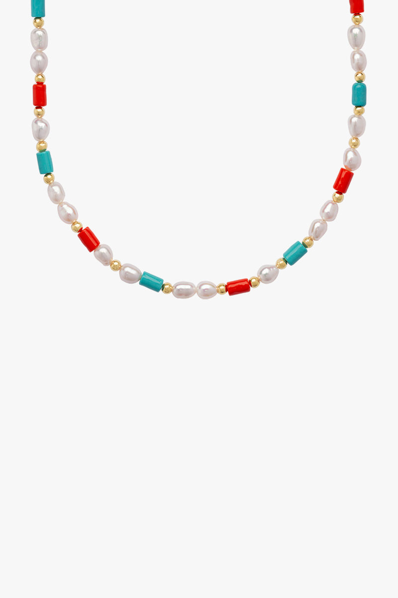 Colorful reef necklace gold plated