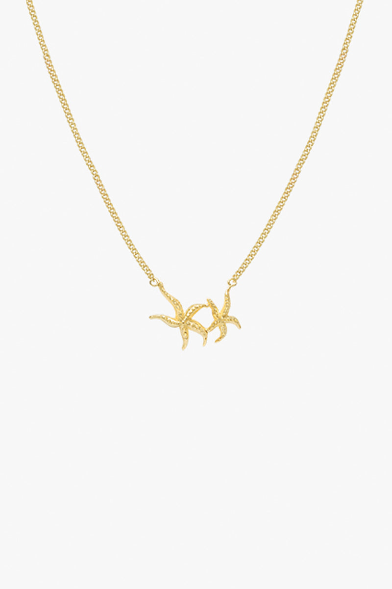 Double starfish necklace gold plated