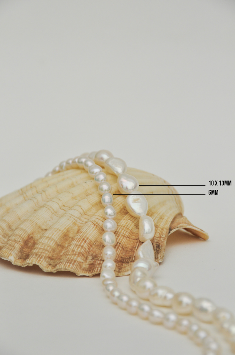Chunky baroque pearl necklace silver