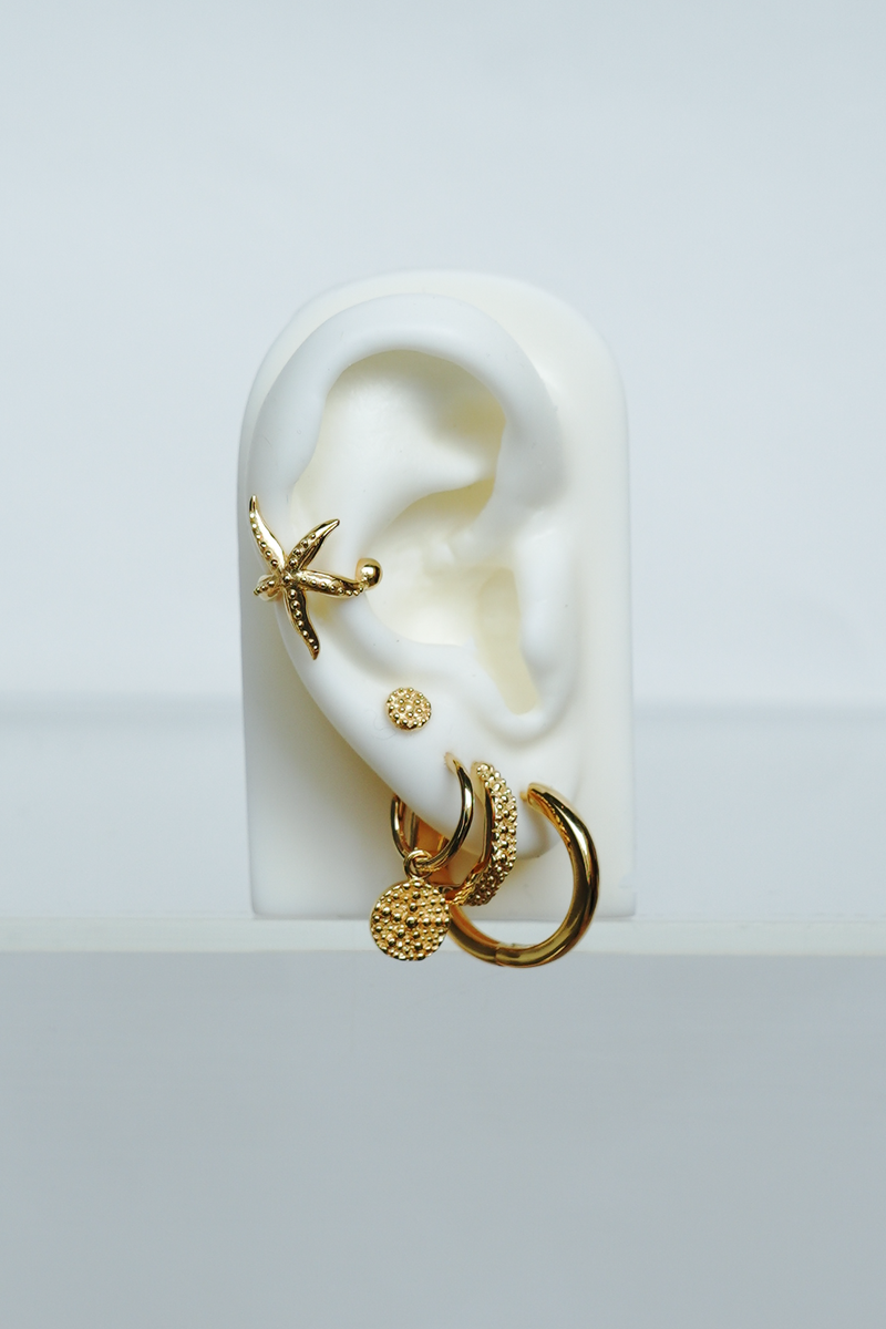 Starfish pattern coin earring gold plated