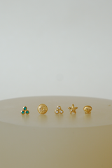 Triple mediterranean stud earring gold plated