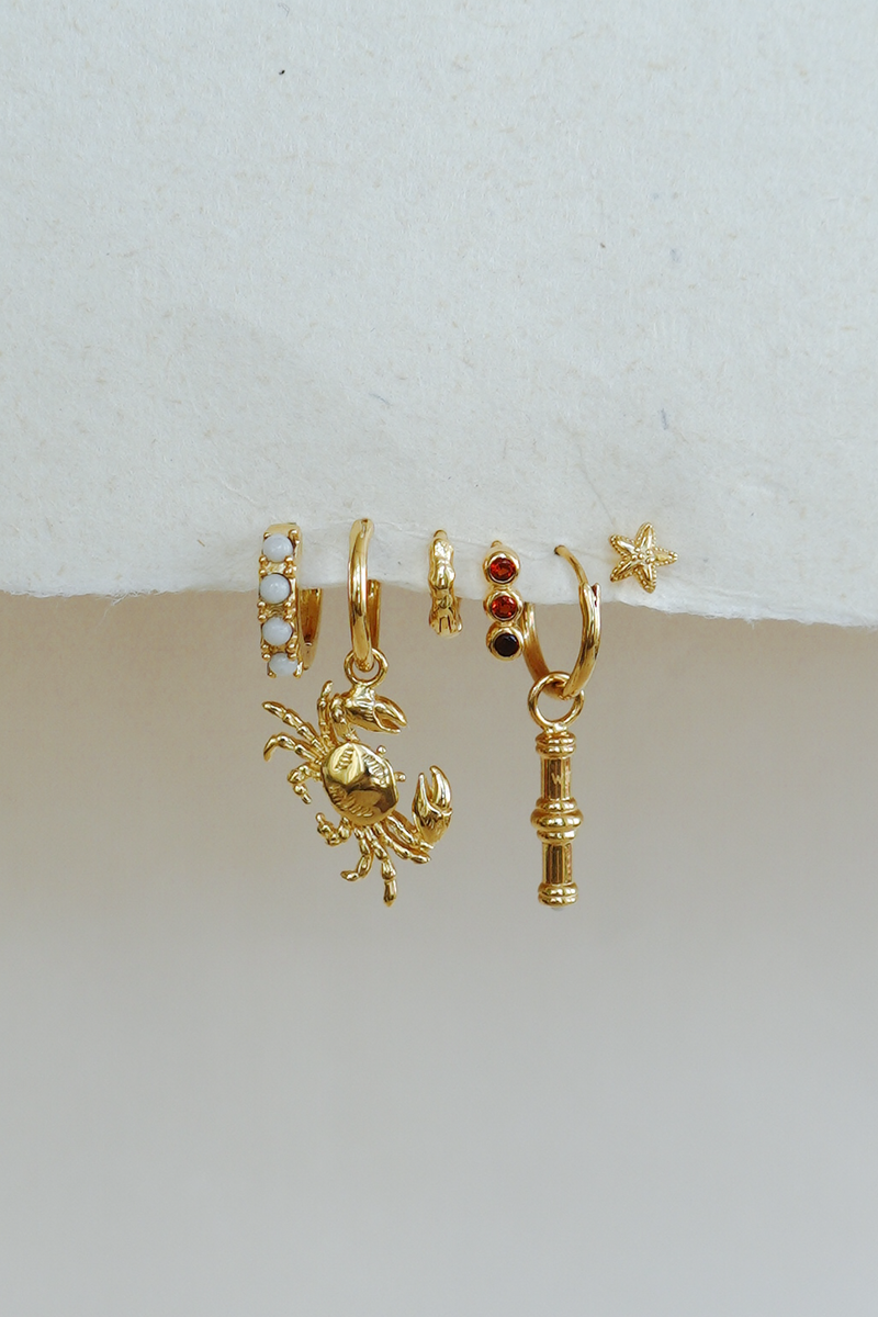 Salty stone bamboo earring gold plated