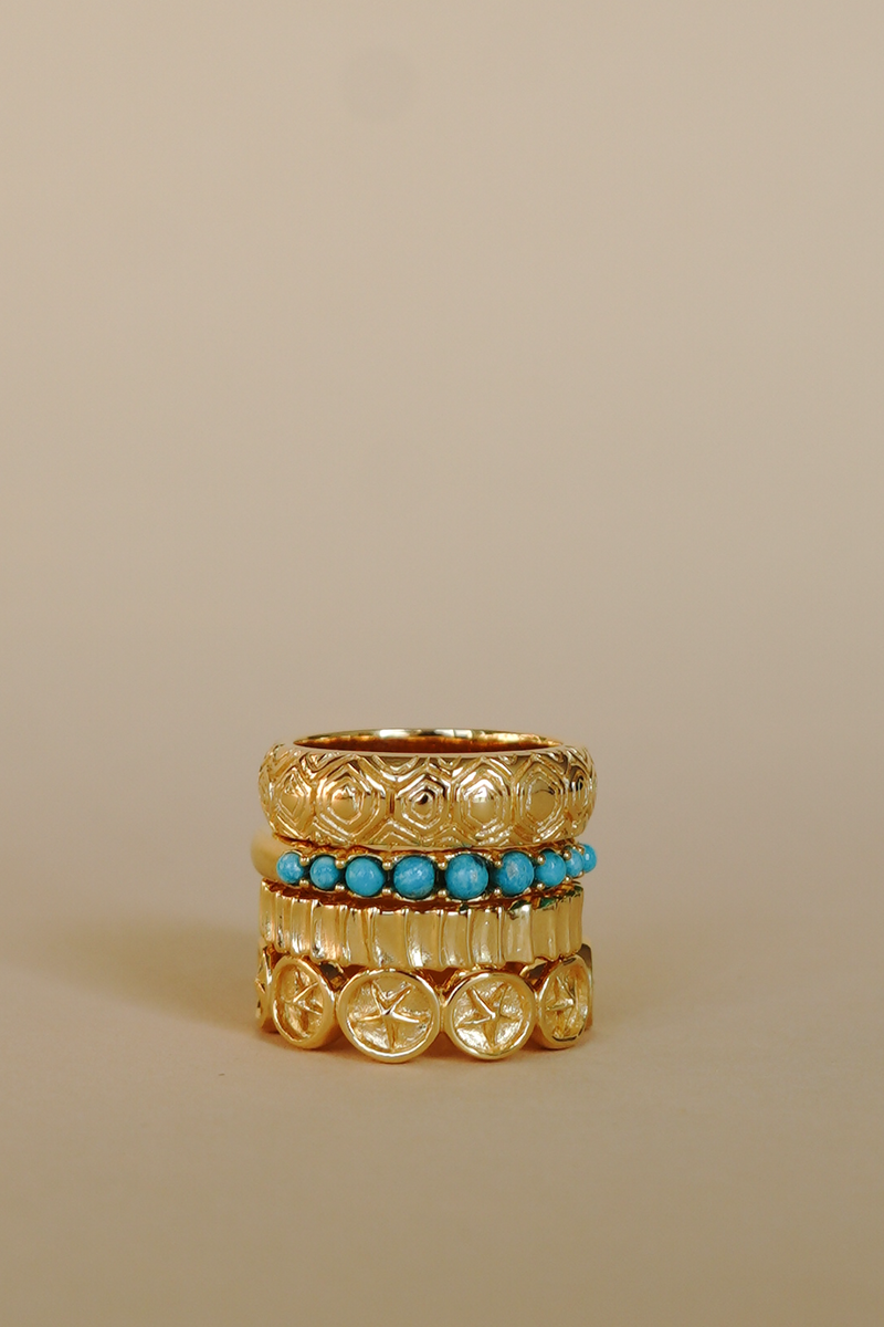 Antique turquoise stone ring gold plated
