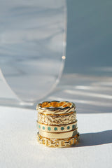 Green star ring gold plated