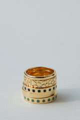 Green star ring gold plated