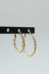 Medium twisted hoop earring gold plated 30mm