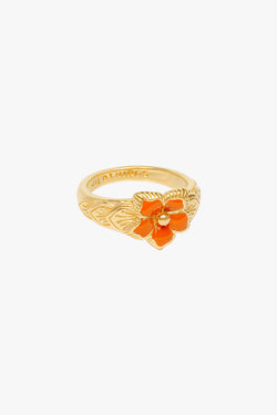Flower pinky ring gold plated