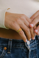 Flower pinky ring gold plated